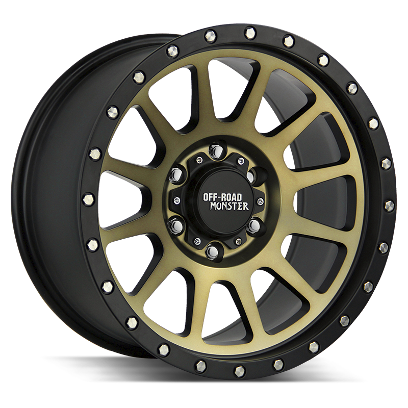 The M10 Wheel by Off Road Monster in Flat Black Machined Bronze