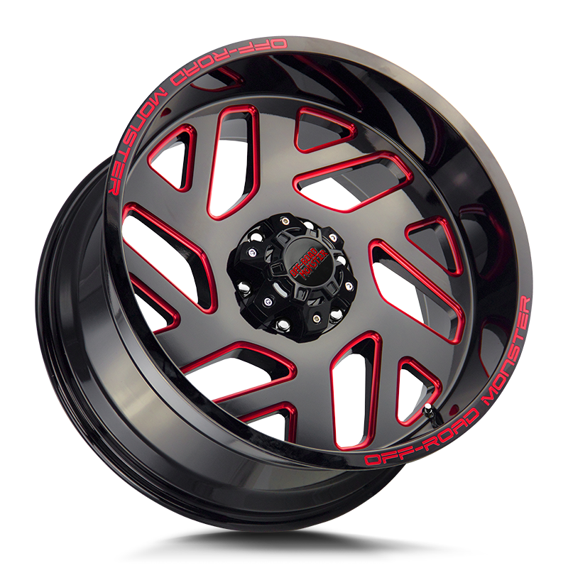 Off-Road Monster M19Wheel in Gloss Black Candy Red Milled
